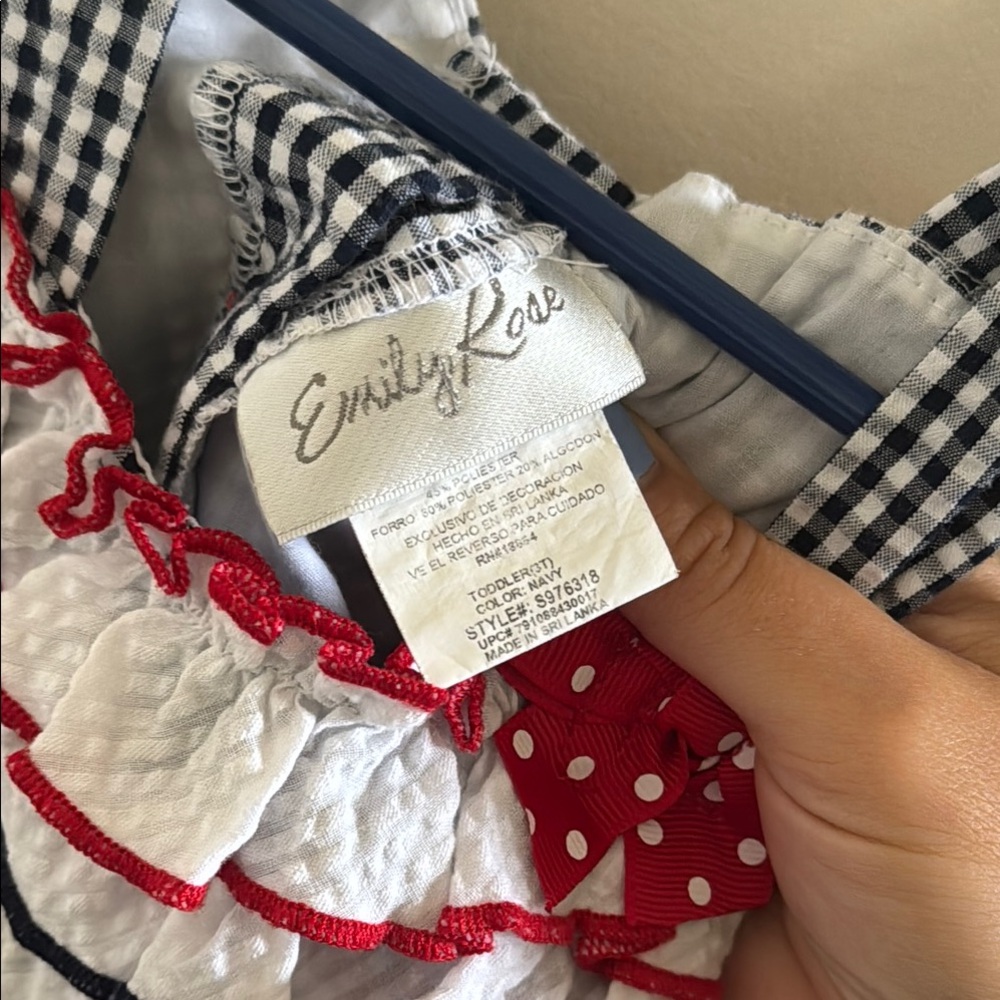 Emily Rose Girl Dress with Red Accents 3T - Picture 3 of 7